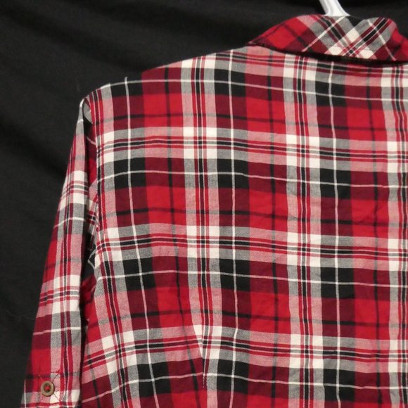 ESPRIT, medium, plaid ruffle shirt, full button front - Picture 14 of 16